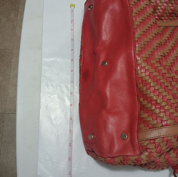 Christopher Kon Vintage Woven Pink and Beige Women's HandBag - Picture 9 of 12